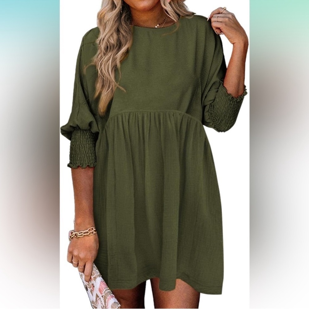 Olive Green Long Sleeve Dress